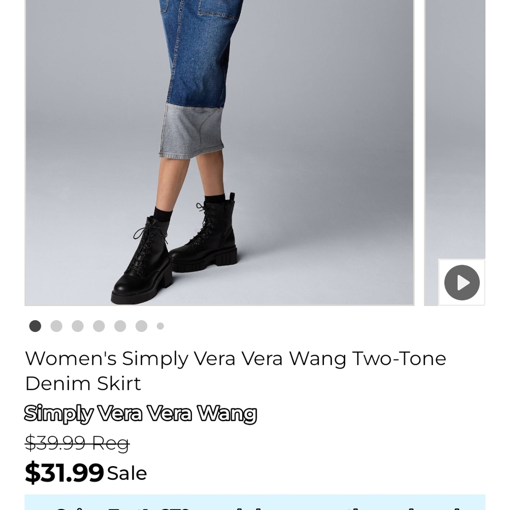 Simply Vera Vera Wang Two-Tone Denim Skirt.. ONLY TRIED ON NEVER WORN